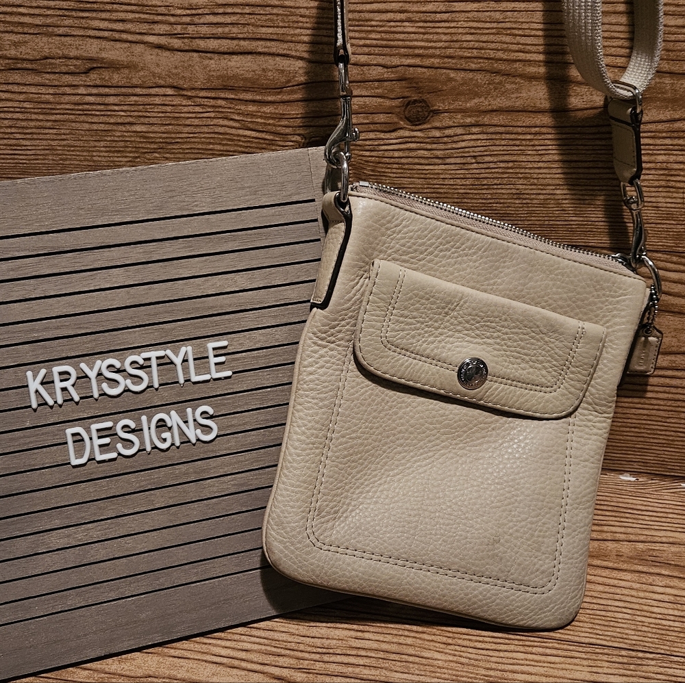 Coach Pebbled Leather Beige/ Sandstone Crossbody